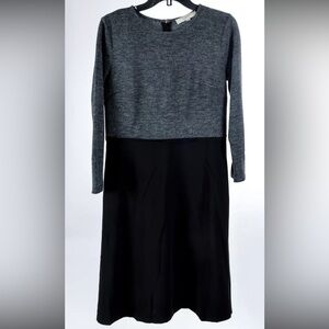 Loft Women’s Dress 8 Gray Black A Line Long Sleeve Pockets Stretch